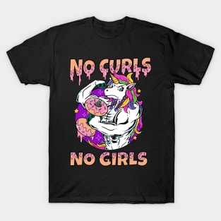 No Curls No Girls: Fit-n-Fabulous: Hilarious Unicorn Working Out T-Shirt